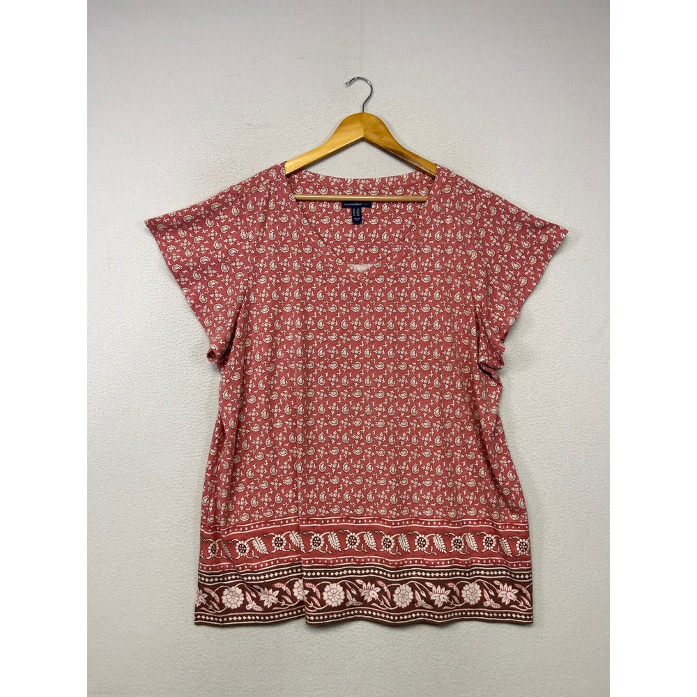 Boho Cottagecore Isaac Mizrahi Live! Womens 2X Pink Floral Paisley V-Neck Tunic